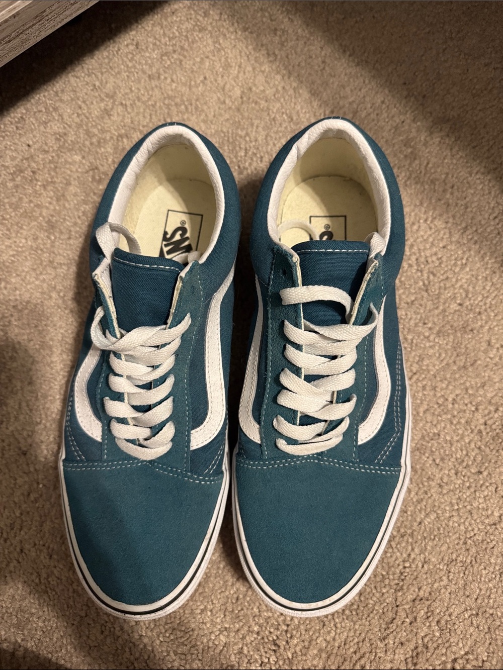 Vans Old Skool Men's Teal Suede & Canvas Sneakers with White Stripe